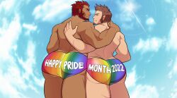 2boys ass ass_focus big_ass hugging light-skinned_male male male_only muscular_male pride ronaldf twitter_user_oc unnamed_character yaoi