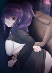 1boy 1girls asahina_mafuyu bra dead_eyes light-skinned_female light_skin project_sekai purple_eyes purple_hair rape white_bra