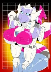 1girls big_breasts blue_eyes breasts eyelashes falcia_(transformers) female female_focus female_only full_color gynoid mad-project mask masked masked_female minicon pinup robot robot_girl robot_humanoid solo solo_female thick_thighs transformers transformers_armada two_tone_body underboob