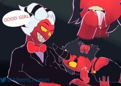 blowjob cum_in_mouth devilsfoxy female good_girl hell helluva_boss millie_(helluva_boss) moxxie_(helluva_boss) oral