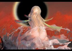 1boy ass ass_focus deity elden_ring empyrean feet femboy fromsoftware light-skinned_male male male_focus male_only miquella nude nude_male painting_(artwork) toes wings wsue