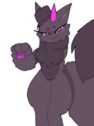 anweridfurry boobs buck_(kaiju_paradise) female furry gootraxian kaiju_paradise paws purple_fur pussy roblox roblox_game smirk stare tagme