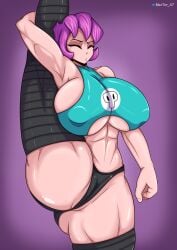 aged_up armpits big_breasts blaxter clothed clothing female female_only gaz_membrane huge_breasts human invader_zim medium_hair muscle nickelodeon pale_skin panties purple_hair thicc_gaz thunder_thighs underboob