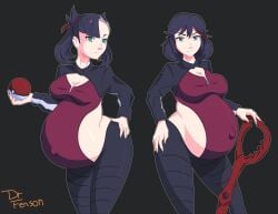 2girls belly big_belly big_breasts black_hair breasts cleavage dr_fenson female kill_la_kill marnie_(pokemon) matoi_ryuuko pokemon pokemon_ss pregnant