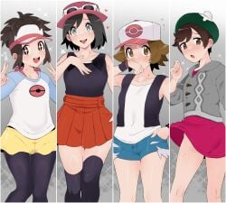 4boys calem_(pokemon) clothed cosplay crossdressing femboy girly gloria_(pokemon)_(cosplay) hilbert_(pokemon) hilda_(pokemon)_(cosplay) male male_only nate_(pokemon) pokemon rosa_(pokemon)_(cosplay) sana_(37pisana) serena_(pokemon)_(cosplay) sissy trap victor_(pokemon)