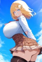 ai_generated ameanon ass big_ass big_breasts blonde_hair blue_eyes breasts hololive hololive_english hololive_myth huge_breasts large_ass large_breasts skindentation thick_thighs thighhighs virtual_youtuber vtuber watson_amelia