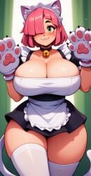 1girls 2024 absyaai ai_generated big_breasts brawl_stars breasts busty cat_ears cat_tail catgirl choker clothed clothed_female clothing colette_(brawl_stars) curvaceous curvy female female_focus female_only front_view fully_clothed fully_clothed_female green_eyes hair_ornament hair_over_one_eye happy happy_female huge_breasts large_breasts light-skinned_female light_skin maid maid_headdress maid_outfit maid_uniform paws pink_hair pinku_pawlette short_hair slim_waist smile solo solo_female solo_focus standing stockings supercell tail thick thick_thighs voluptuous wide_hips