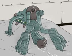 anus bed big_penis feet leaking_precum looking_back non-human non-human_only penis precum r0b0t r0b0t_(character) robot showing_anus showing_off sweat sweaty toony