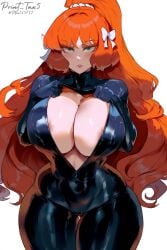 ai_generated big_breasts big_butt bodysuit huge_butt ishmael_(limbus_company) limbus_company orange_hair patreon_username print_tax5 sexy twitter_username voluptuous voluptuous_female