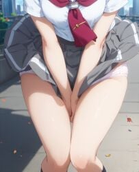 ai_generated ass ass_focus blue_eyes brown_hair female from_behind love_live! love_live!_sunshine!! panties school_uniform schoolgirl serafuku short_hair watanabe_you