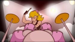 blonde_female blonde_hair closed_eyes drums mario_(series) muscular muscular_female nintendo princess_peach screenshot