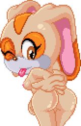 aged_up animated ass ass_focus brown_eyes bunny_girl bunny_tail cream_the_rabbit furry furry_female furry_only looking_at_viewer loop looping_animation orange_fur pink_inner_ear pink_nipples pixel_animation pixel_art slapping_ass slapping_butt slapping_own_ass sonic_(series) sonic_the_hedgehog_(series) sonictopfan tan_fur white_background white_muzzle wink winking_at_viewer