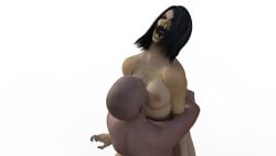 1boy 1girls bearhug black_hair daz_studio maledom mileena mileena_(mk9) mortal_kombat pain ryona screaming screaming_in_pain squarepeg3d transparent_background wrestling