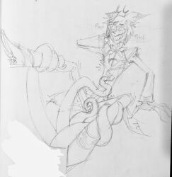 alastor_(hazbin_hotel) blush cannolicorgi hazbin_hotel holding_head male_only panting sketch tentacle