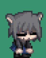 :3 accurate_art_style animated black_topwear blushing blushing_female catboy closed_eyes crossdressing femboy floating_heart gray_hair loop looping_animation m.u.g.e.n male male_focus male_only melty_blood neco-arc_chaos on_model penis pixel_animation pixel_art powpink09 skirt skirt_lift skirt_up submissive submissive_male tease teasing teasing_viewer toony toony_male type-moon