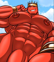 1boy bara_tiddies bara_tits big_breasts big_pecs flashing giant_male king looking_at_viewer looming male megasonic17 megasonic20 muscles muscular muscular_male posing posing_for_the_viewer smirk smirking smirking_at_viewer tall_male