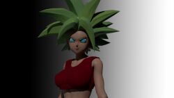 3d 3d_(artwork) blender blender_(software) blue_eyes dragon_ball dragon_ball_super green_hair kefla looking_at_viewer