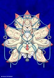 absurd_res balls bondage bondage bound furry generation_1_pokemon genitals harikuran hi_res levitation male meditation ninetales nintendo penis pokemon pokemon_(species) rope weights