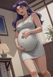 ai_generated big_belly misato_katsuragi neon_genesis_evangelion pregnancy pregnant pregnant_belly ready_to_pop solo solo_female