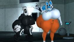 3d 3d_(artwork) animatronic animatronic_female big_breasts female female/female female_only five_nights_at_freddy's fox glados hips huge_breasts hyper_hips living_machine portal_(series) portal_2 robot tyranfox tyranfox_(artist)