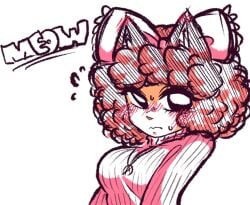 1girls afro aged_up big_breasts blushing_at_viewer breasts chibi_(chibisprinklez) chibisprinkles female female_focus female_only meow necklace solo solo_female turtleneck_sweater twitter twitter_user_oc twitter_user_sona youtube youtuber youtuber_girl youtuber_sona