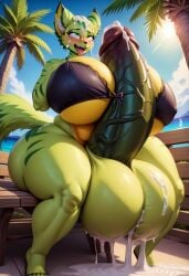 ai_generated anthro big_breasts big_penis bikini carol_tea civitai cum feline female female_protagonist freedom_planet freedom_planet_2 futanari low_effort off_model poor_quality stevenxgtz thick_thighs video_games wildcat