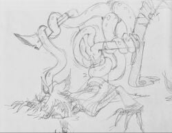 alastor_(hazbin_hotel) bondage bound_legs cannolicorgi face_down_ass_up hazbin_hotel male_only sketch tentacle