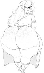 1girls alternate_ass_size ass ass_bigger_than_head back_view big_ass black_and_white bubble_butt freckles_on_ass freckles_on_face ham_saus huge_ass hylian light-skinned_female light_skin malon nintendo ocarina_of_time pointy_ears the_legend_of_zelda