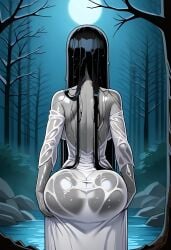 ai_generated ass_support big_ass black_hair booty ghost_girl grabbing_own_ass grey_skin holding_own_ass long_hair sadako_yamamura the_ring wet wet_body wet_clothes wet_clothing wet_dress wet_hair will_of_ai yamamura_sadako