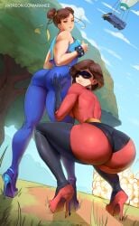 2girls araneesama ass big_ass big_butt blush breasts capcom chun-li chun-li_(fortnite) curvy curvy_figure dumptruck_ass elastigirl elastigirl_(fortnite) female female/female female_focus female_only fortnite hand_on_ass hand_on_butt heels helen_parr helen_parr_(fortnite) high_heels huge_ass huge_butt large_ass looking_at_viewer looking_back milf mother pixar rear_view small_waist street_fighter street_fighter_6 the_incredibles the_incredibles_2 thick_thighs voluptuous voluptuous_female wide_hips