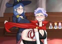 1futa 4girls atsuko_kagari being_watched bent_over bottomless breasts clothed clothing commission croix_meridies female futa_on_female futanari human light-skinned_female light-skinned_futanari light_skin little_witch_academia lotte_jansson mostly_clothed multiple_girls partially_clothed seinz0 standing sucy_manbavaran ursula_callistis