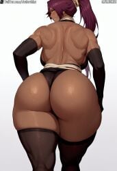 1girls ai_generated ass ass_focus back_muscles back_view big_ass bleach bleach:_the_thousand-year_blood_war cameltoe dark-skinned_female dat_ass daulawkins fat_ass female high_resolution huge_ass leotard looking_at_viewer pussy shihouin_yoruichi solo thick_ass thick_thighs thighhighs thighs thunder_thighs voluptuous voluptuous_female