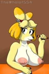 animal_crossing anthro canine female female_only isabelle_(animal_crossing) looking_at_viewer naked nintendo thewholof554