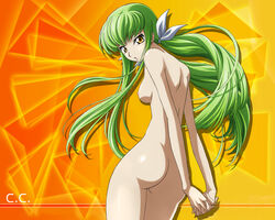 ass c.c. code_geass female green_hair long_hair nude nude_filter oppai photoshop tied_hair twintails wallpaper yellow_eyes