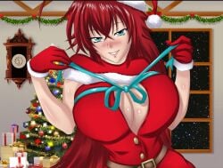 bleedor blush christmas christmas_outfit commission demon_girl dirty grin grinning high_school_dxd holidays looking_at_viewer rias_gremory slutty_clothing slutty_outfit slutty_teenager smirk tagme