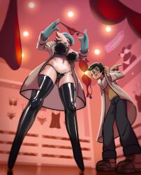 anthro black_lingerie dr._voir gardevoir labcoat lingerie nanosheep pokemon pokemon_(species) red_bra red_lingerie red_panties tagme