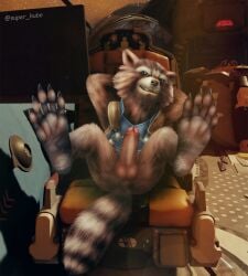 anthro digital_media_(artwork) feet guardians_of_the_galaxy hi_res hindpaw male male/male male_only mammal marvel pawpads paws procyonid raccoon rocket_raccoon solo super_kubo