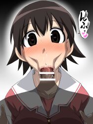 1boy 1girls 2020 :>= azumanga_daiou black_hair blowjob blush censor_bar censored censored_penis dark-skinned_male fellatio female high_resolution highres interracial light-skinned_female light_skin male otoo_(izanagi) paid_reward penis school_uniform schoolgirl serafuku short_hair to-gnaniwa tomo_takino unseen_male_face vacuum_blowjob vacuum_fellatio