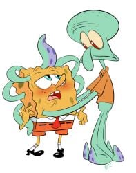 2020 2boys blush cephalopod gay male male_only nickelodeon octopodiform octopus pleasure_face sea_sponge smooth_skin spongebob_squarepants spongebob_squarepants_(character) squidward_tentacles tentacle yece