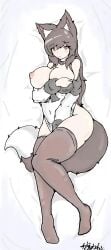 collar covering_breasts dakimakura_design female kagerou_imaizumi stockings tagme thick_thighs touhou walter_wolf0907