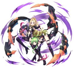 2girls alternate_costume ass bare_thighs black_panties blonde_hair boots breasts corruption cosplay elbow_gloves female female_only fingerless_gloves fire_emblem fire_emblem:_three_houses fire_emblem_awakening flat_chest gloves green_hair high_heel_boots high_heels ja4949 knife kronya_(fire_emblem)_(cosplay) long_hair looking_at_viewer mother_and_daughter multicolored_hair multiple_girls nah_(fire_emblem) nintendo nowi_(fire_emblem) panties pointy_ears ponytail purple_eyes small_breasts smile thigh_boots thighs underwear very_long_hair weapon