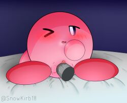 absurd_res blush female genitals hi_res kirb kirby kirby_(series) looking_at_viewer nexkirb nintendo one_eye_closed open_mouth penetration pink_body pussy solo vaginal_penetration video_games waddling_head