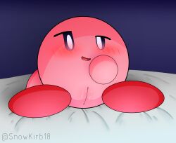 absurd_res bedroom_eyes blush female genitals hi_res kirb kirby kirby_(series) looking_at_viewer narrowed_eyes nexkirb nintendo open_mouth pink_body pussy seductive solo video_games waddling_head