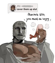 1boy 34am abs bara big_pecs blackguard_big_boggart chest_hair cover_them_up_slut elden_ring fromsoftware helmet male male_only marika's_tits,_you_must_be_'ungry meme muscular_male open_clothes open_shirt tiktok