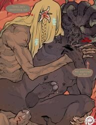 2boys anal anal_penetration anal_sex big_penis blonde_hair braided_hair brother_and_brother brother_fucking_brother casting_spell claws dark-skinned_male deity demigod dewclaw dialog dialogue elden_ring emaciated empyrean english_text erect_nipples erect_while_penetrated fangs flower_in_hair from_below fromsoftware gay gay_anal gay_incest gay_sex half_siblings heart-shaped_pupils holding_hand holding_hands incest josou_seme legs_held_open lily long_hair_male male male_only mind_control miquella mohg_lord_of_blood monster monster_cock monstersub muscular muscular_male nude oddly_wholesome partially_retracted_foreskin penis penis_size_difference pointed_teeth precum precum_drip reapersun sharp_claws sharp_teeth spiked_penis spread_legs tentacle_hair teratophilia text vein veins veiny_penis visible_ribs warts wedding_ring yaoi