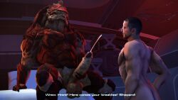 3d_(artwork) 4_balls abs absurd_res alien ass back_muscles balls bara bed big_penis bodily_fluids bukkake cheap-wazoo commander_shepard cum cum_on_chest cum_on_face digital_media_(artwork) duo ejaculation english_text furniture gay genital_fluids genitals hi_res human human_on_humanoid humanoid interspecies krogan larger_humanoid larger_male male male/male maleshep mammal mass_effect multi_balls multi_genitalia muscular muscular_human muscular_humanoid muscular_male nipples nude penis pillow sex sitting size_difference smaller_human smaller_male text urdnot_wrex video_games