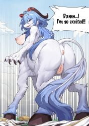 anus breasts centauress colored ganyu_(genshin_impact) genshin_impact horse_pussy looking_back nipples pussy transformation transformation_sequence zobbie265