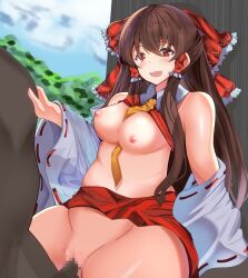 breasts_out female outdoors reimu_hakurei sex tagme touhou touhou7716