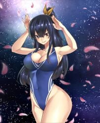 1girls artist_request big_ass big_breasts big_butt blue_bodysuit blue_hair bodysuit edens_zero female_only hair_ribbon hand_on_head hands_on_head hands_over_head homura_kogetsu long_hair mole_under_eye pale-skinned_female red_eyes sole_female solo tagme thick_ass thick_hips thick_legs thick_thighs white_background wide_hips yellow_ribbon