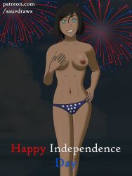 1girls 4th_of_july avatar_legends dark-skinned_female dark_skin english_text female female_only fireworks hand_on_breast korra panties sauvdraws solo solo_female solo_focus text the_avatar the_legend_of_korra topless topless_female water_tribe